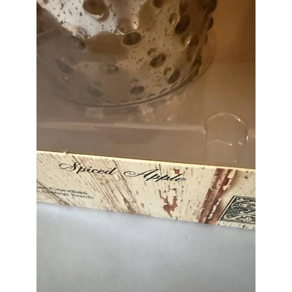 Aromatique Hobnail Glass Scented Candle Set 3 Pc Bronze Silver Gold 12 oz NIB